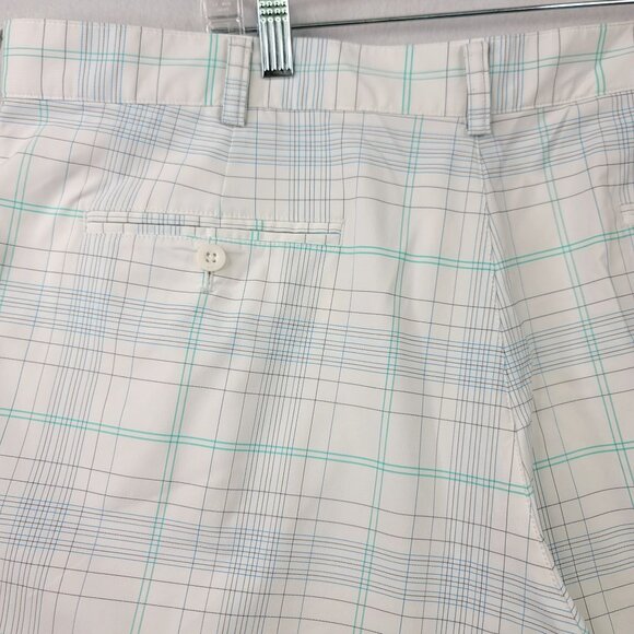 Nike Golf Plaid Performance Shorts Mens Sz 40 White Blue Gray Green Lightweight - Picture 3 of 10